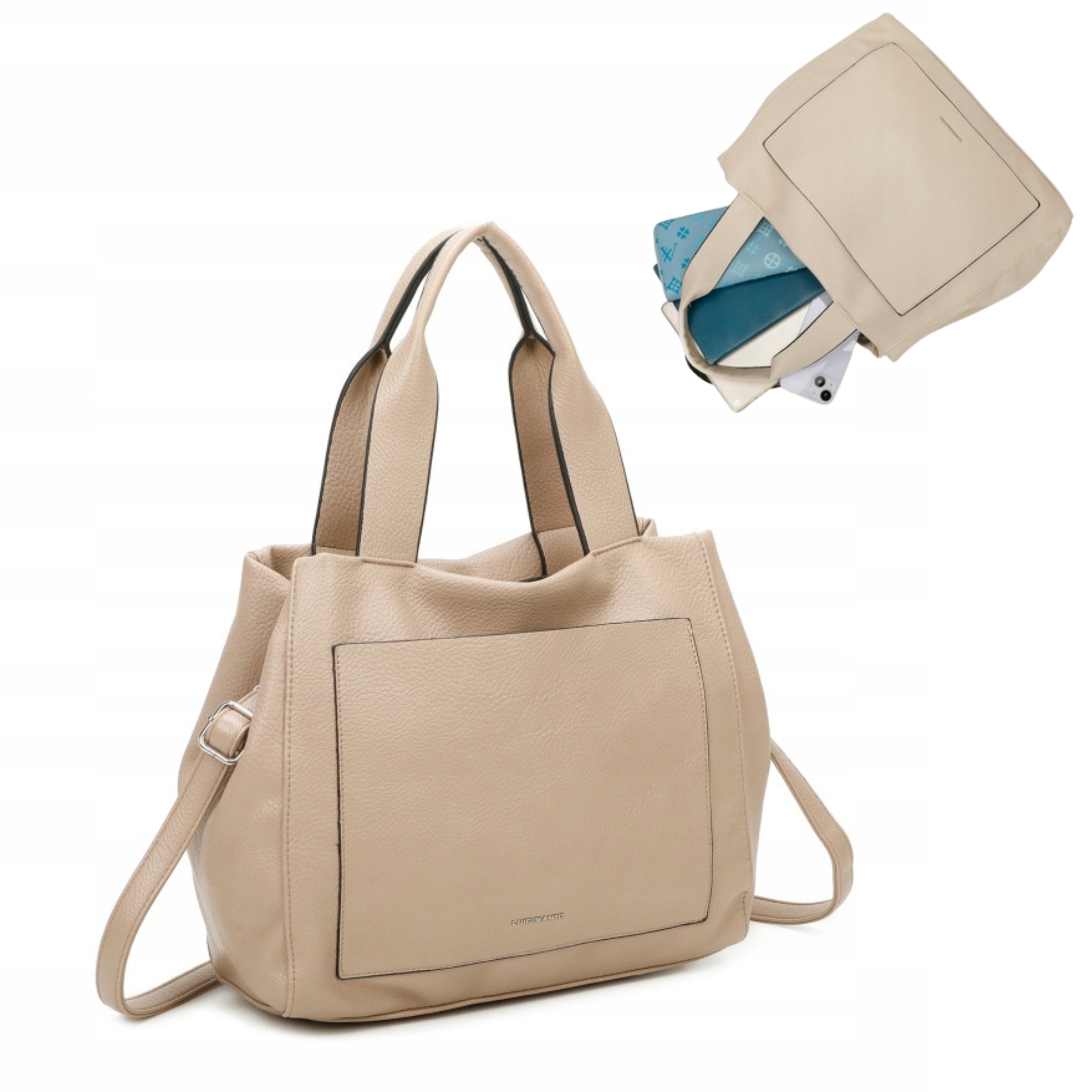 Dámská kabelka Béžová Městská Elegantní Módní Přes Rameno Prostorná