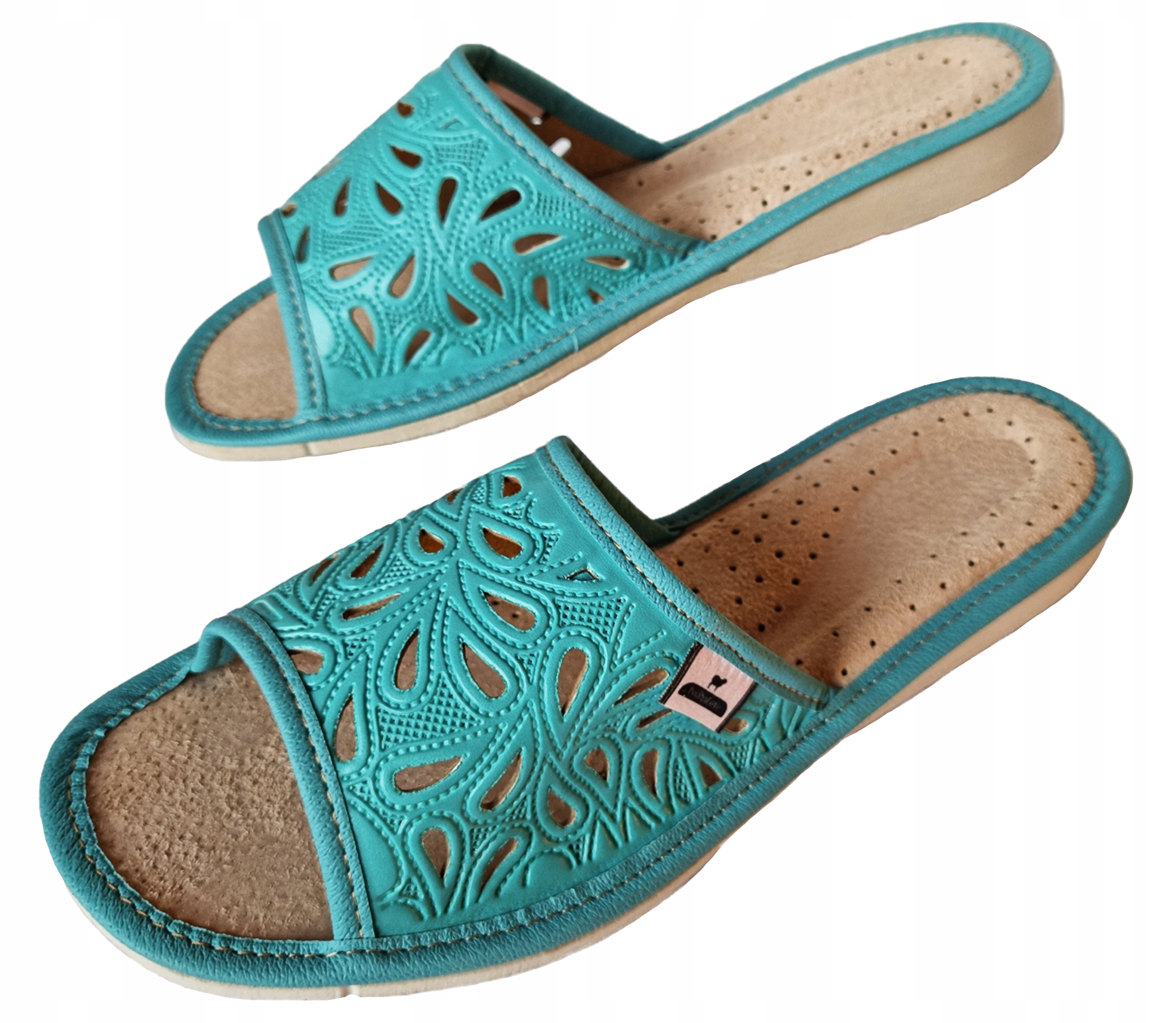 PANTOFLE KAPCIE DAMSKIE PODHALOVE GÓRALSKIE SKÓRZANE KLAPKI CIAPY LACZKI Marka bez marki