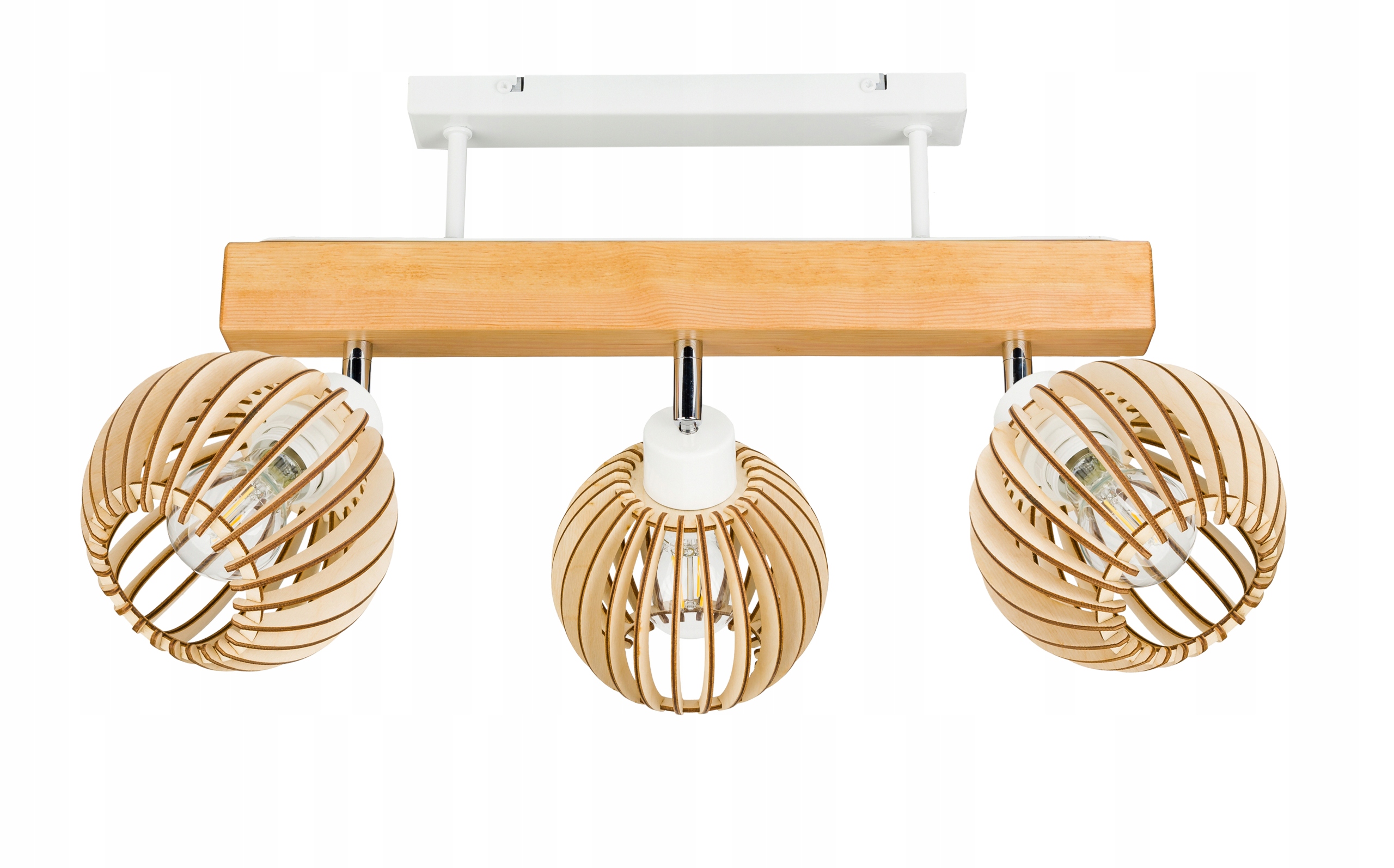 Dřevěná stropní lampa Lustr Stropní Svítidlo Loft bílá na 3x Klosz E27