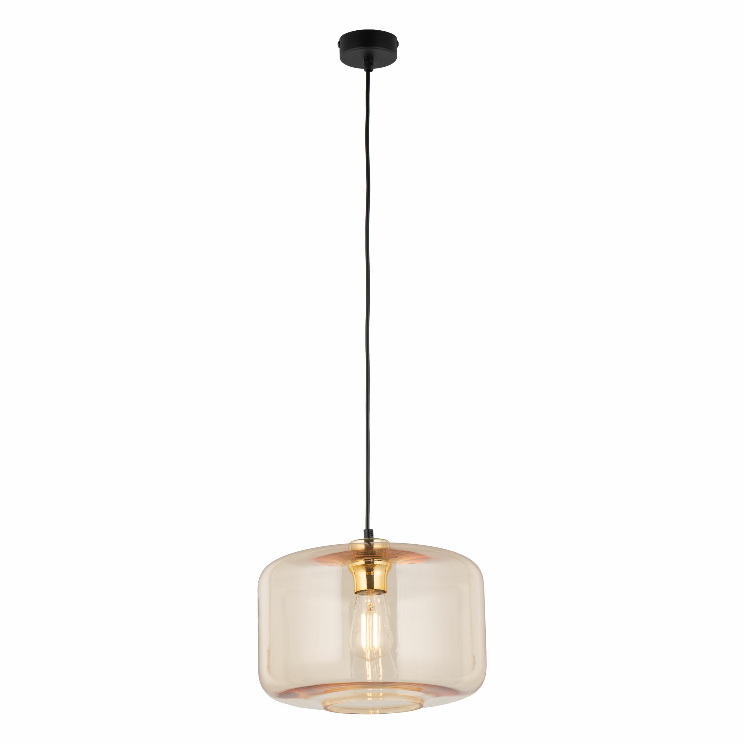 Závěsná lampa Alma Jantarová 1xE27 30 cm, moderní skleněné stínítko