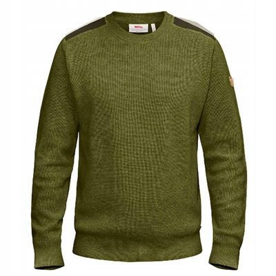 Sweter myśliwski męski Fjallraven Sormland Crew wełniany Dark Olive XXXL