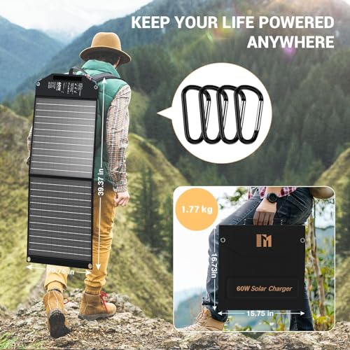 MESUVIDA Składany Panel Solarny 60W USB-C USB-A Do Kampingu — miniatura 7