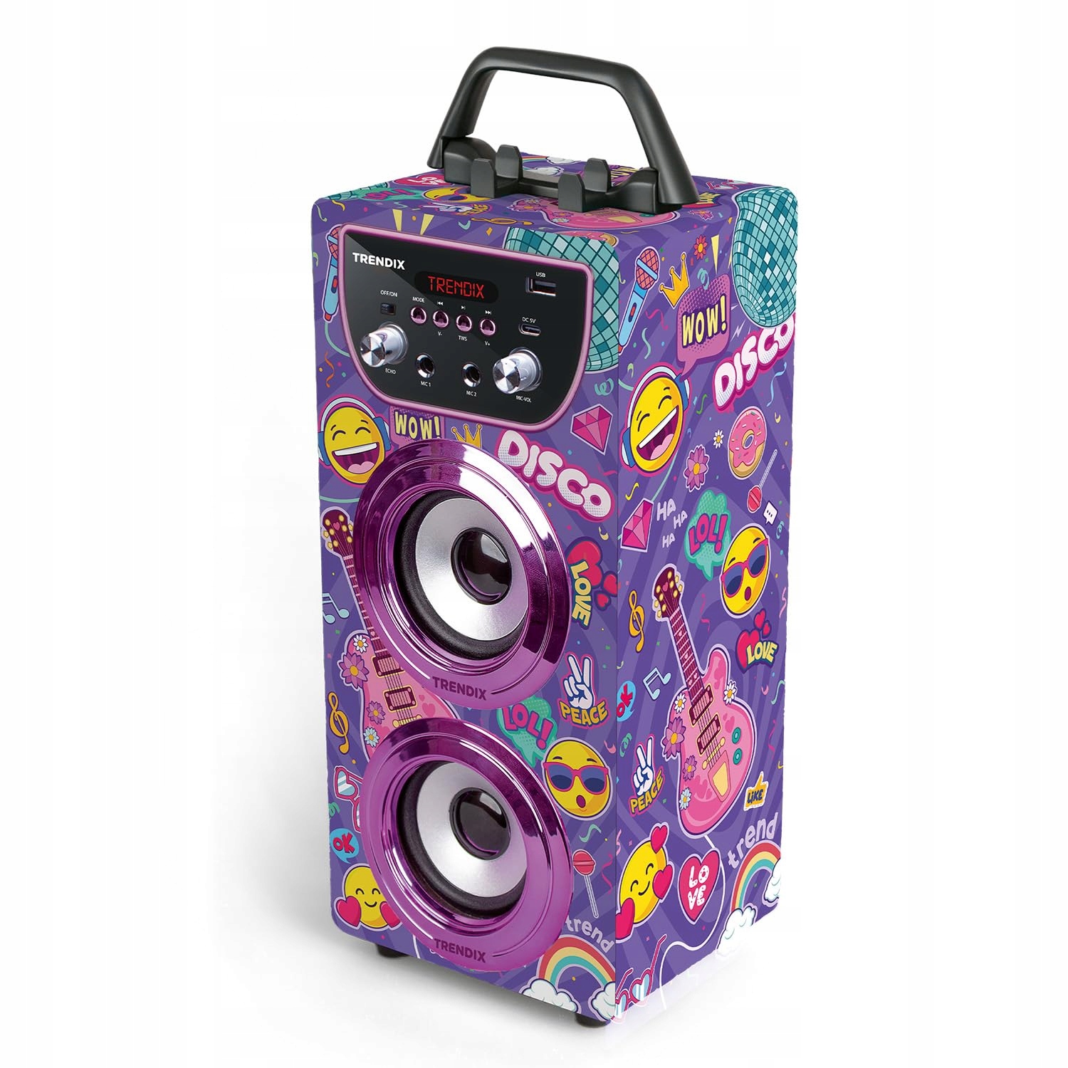 TRENDIX Karaoke Dla Dzieci Różowy Zestaw Z 2 Mikrofonami USB Bluetooth — miniatura 7