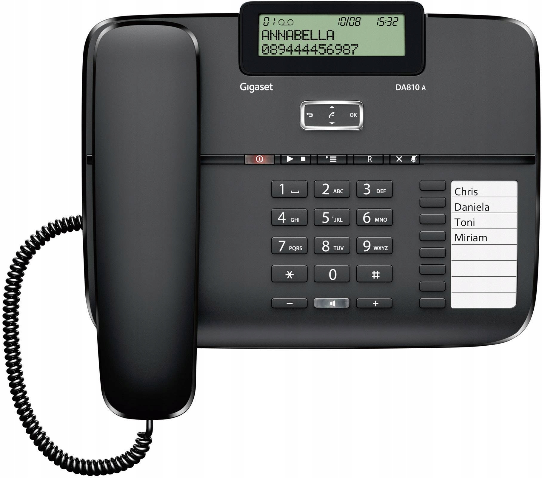 Kabelový analogový telefon (se záznamníkem) Gigaset DA810A černý
