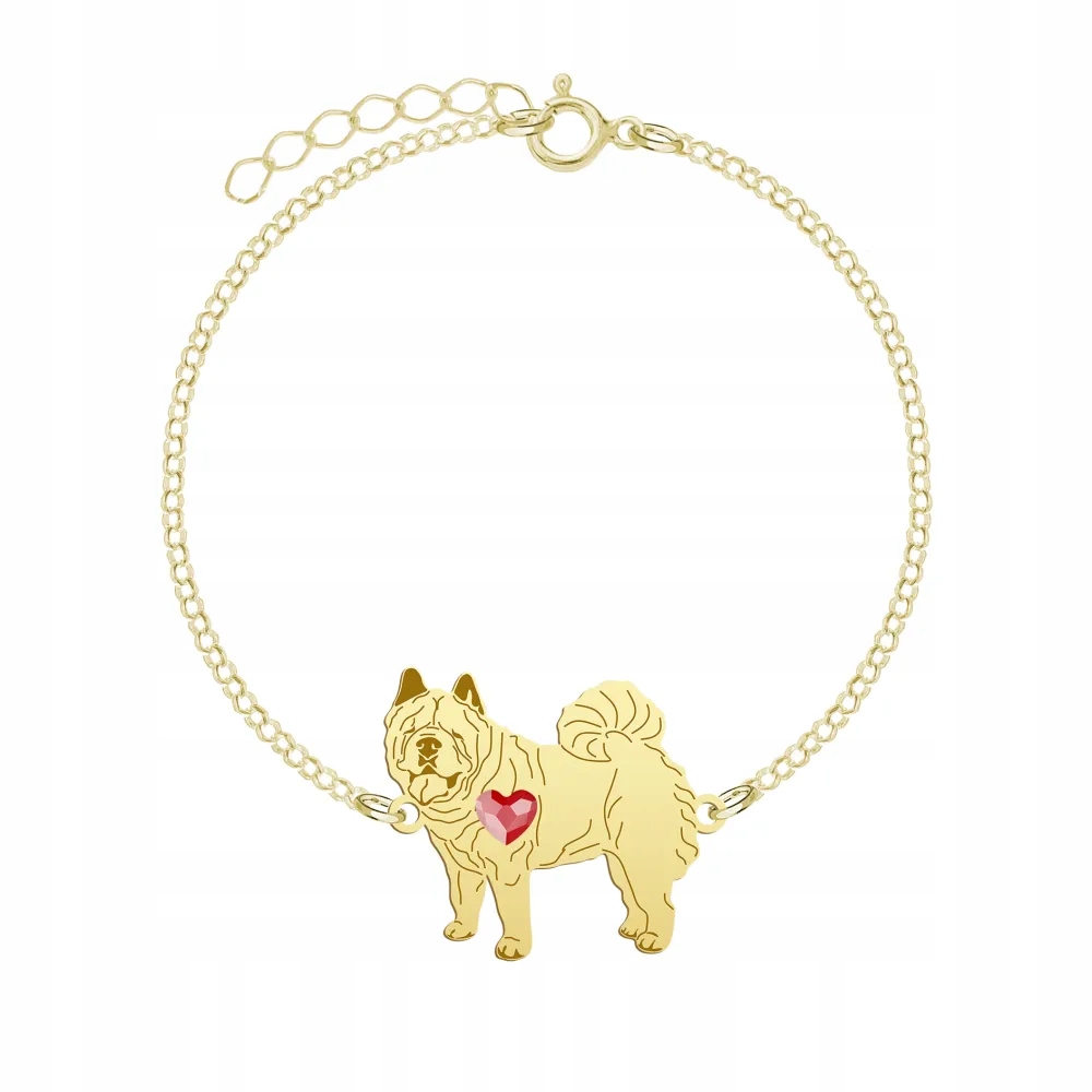 Zlatý náramek se psem Chow chow Soft 925 Šperky Dárek Gravírování Bonus