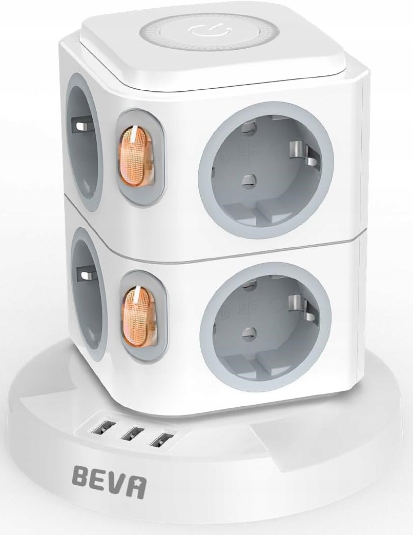 LISTWA ZASILAJĄCA PRZEPIĘCIOWA OCHRONNA 11w1 8 GNIAZDEK + 3 USB LAMPKA LED