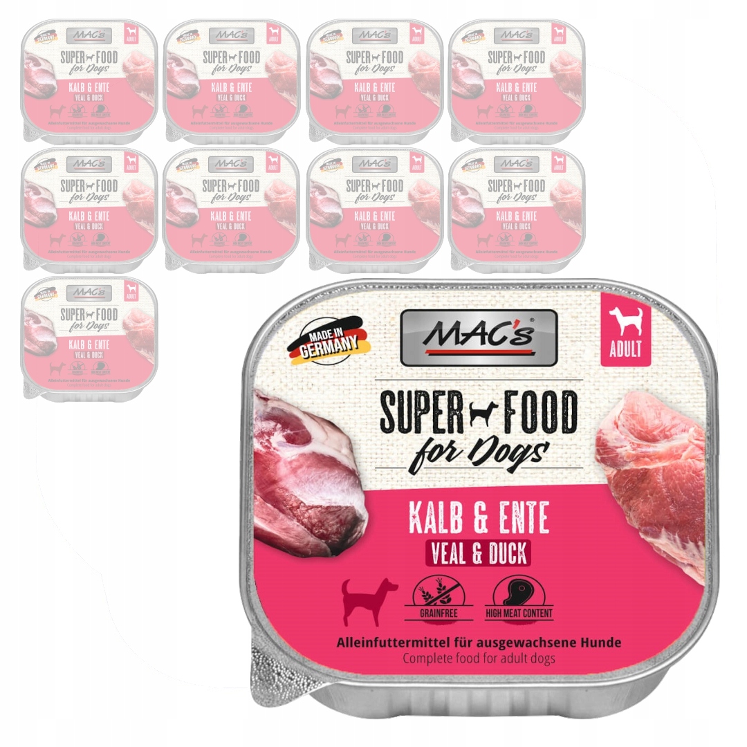 Levně MAC's Dog Bezobilné Vlhké Krmivo pro psa Tácek 10x150g Telecí s kachnou