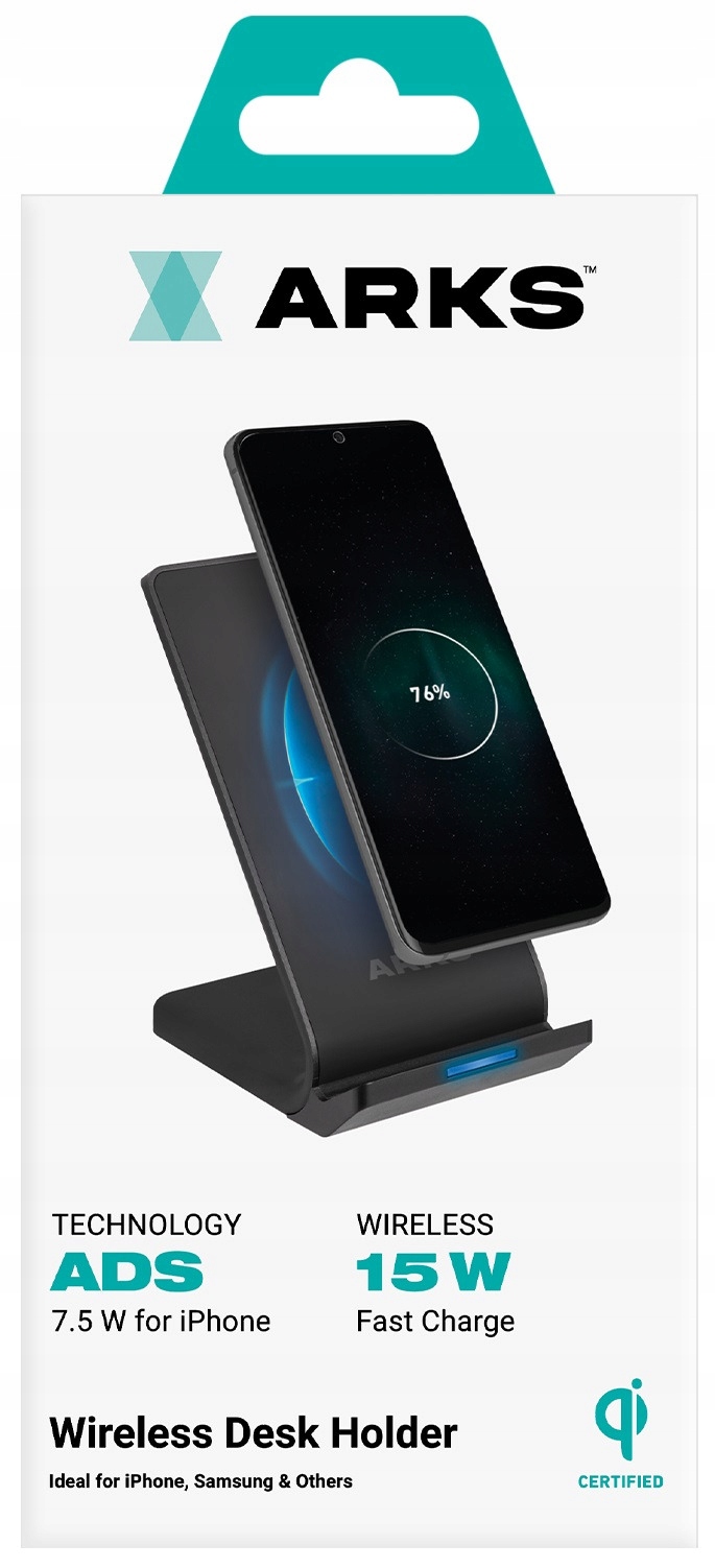 

Ładowarka indukcyjna Arks ARWIRSTAND15W 15W Czarny