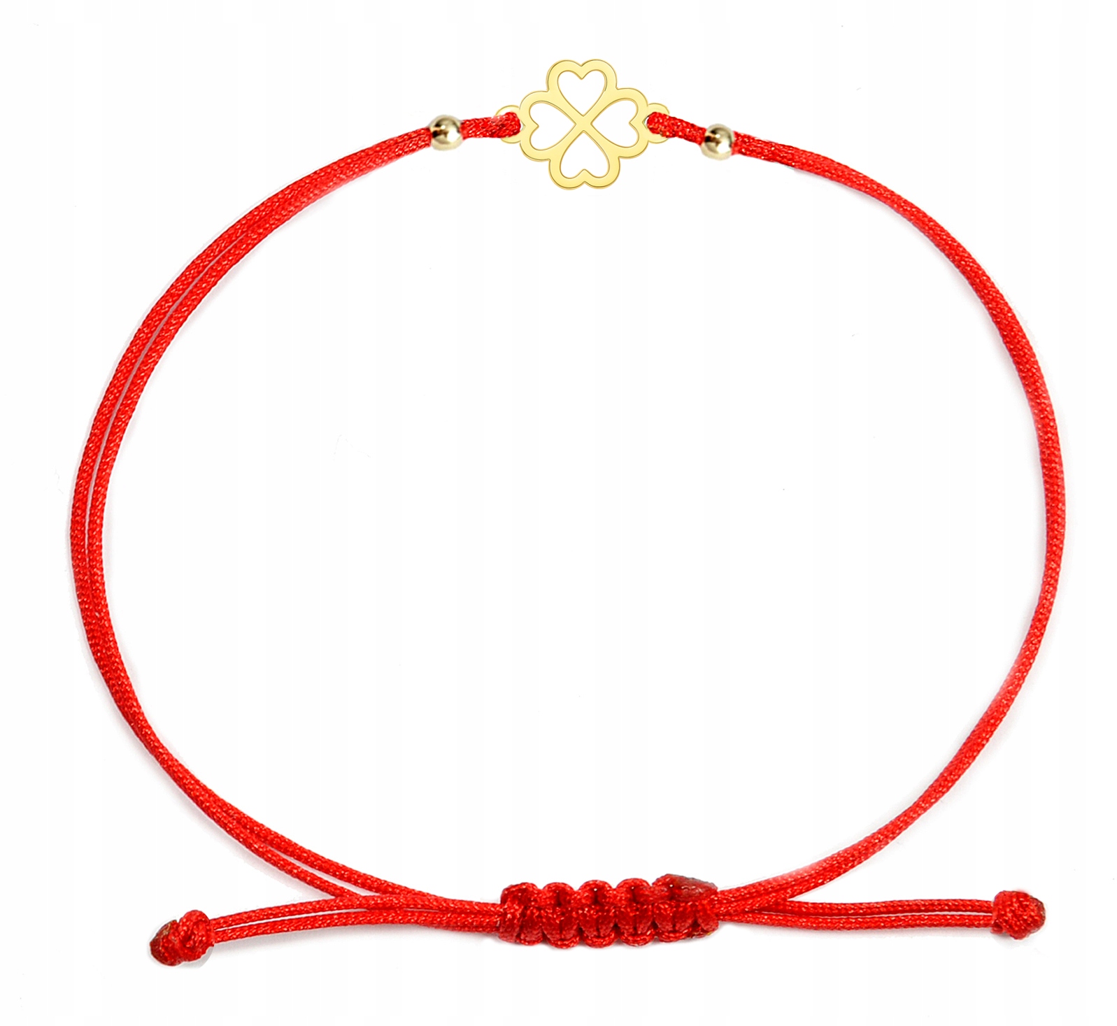 Zlatý náramek na šňůrce čtyřlístek Au585 (14kt)