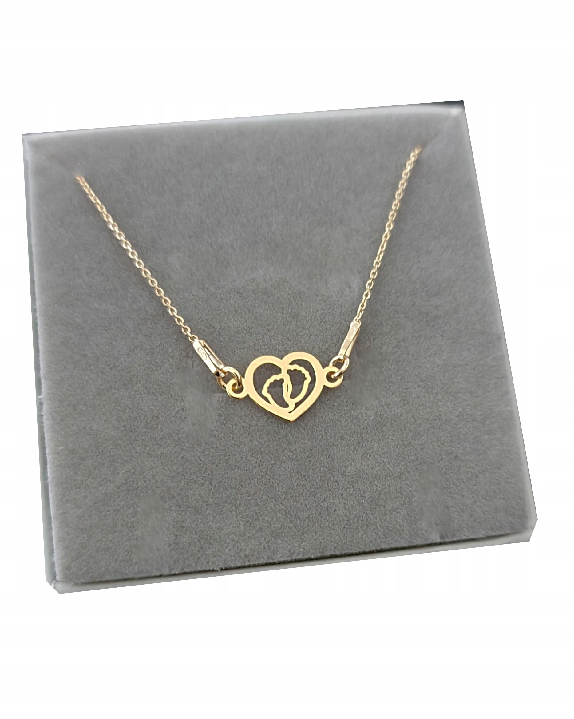 

Złoty Naszyjnik Celebrytka serce stópki stopy 925