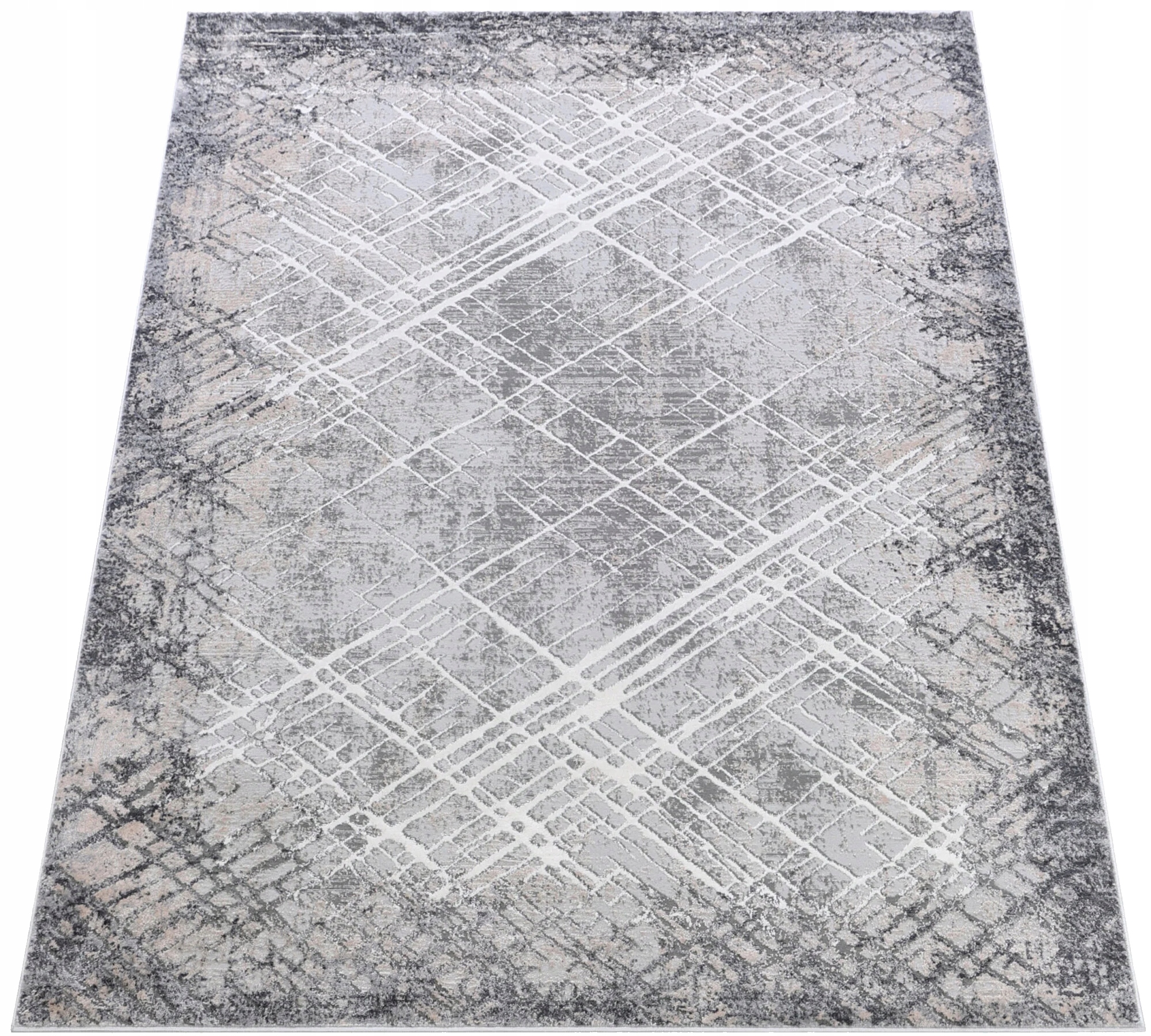 Koberec Komo 200x300 Stylový Moderní s leskem šedý krémový v14