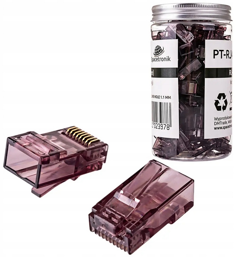 100 x Wtyki RJ45 Przelotowe CAT 6 UTP Złącze LAN RJ-45 Pass Through PUDEŁKO