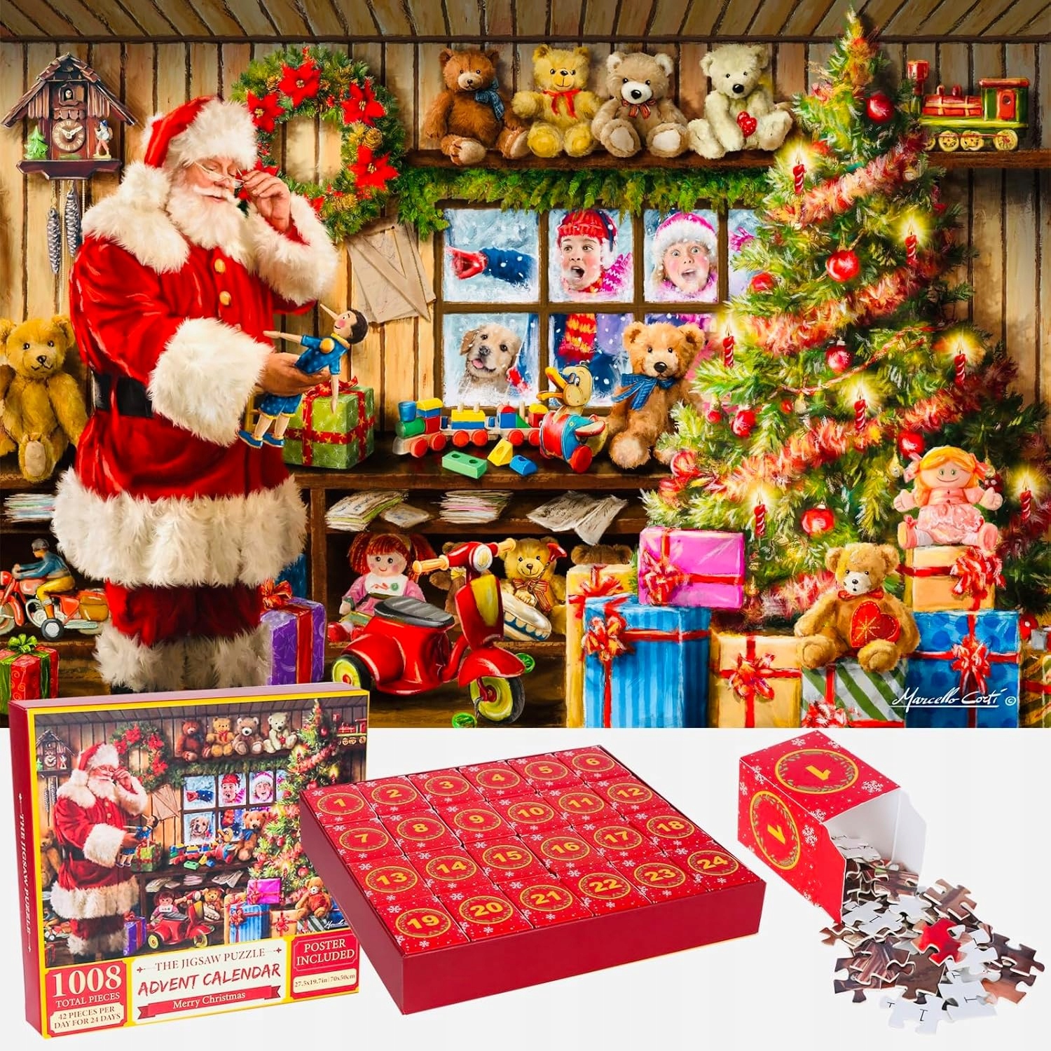 Адвент-календарь The Christmas House, пазл 1008 элементов на 24 дня, постер 70×50 см