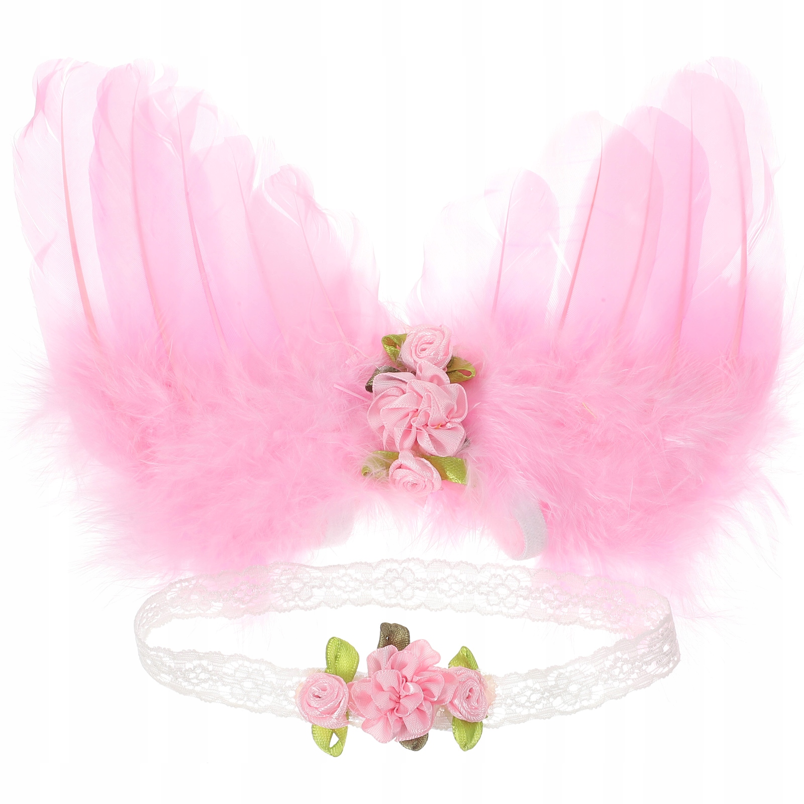 ZESTAW: SKRZYDŁA ANIOŁA I OPASKA Z KWIATAMI DLA DZIEWCZYNKI