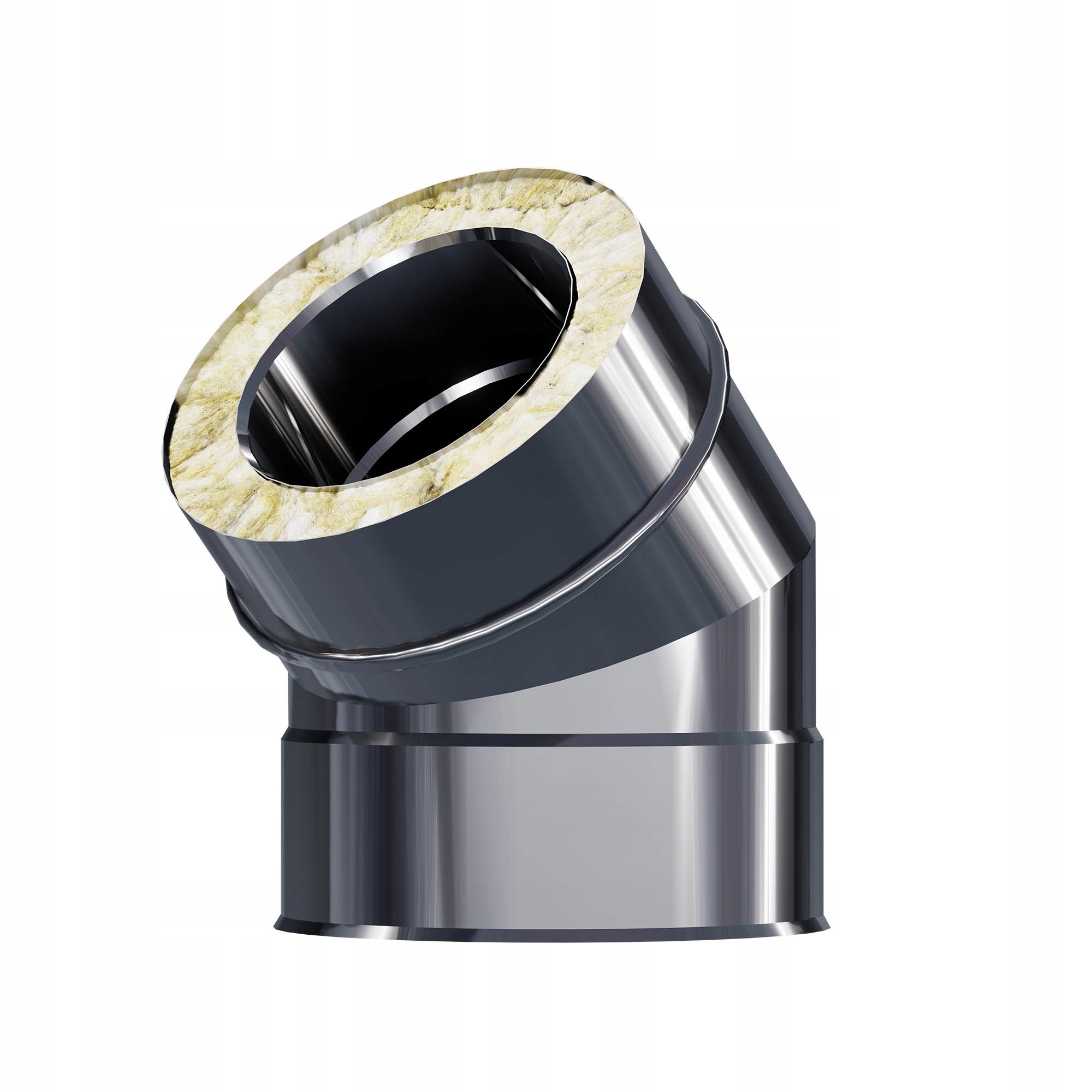Kzd Koleno izolované nerezové fi 150 0,8 mm 45 stupňů komínová vložka ocel