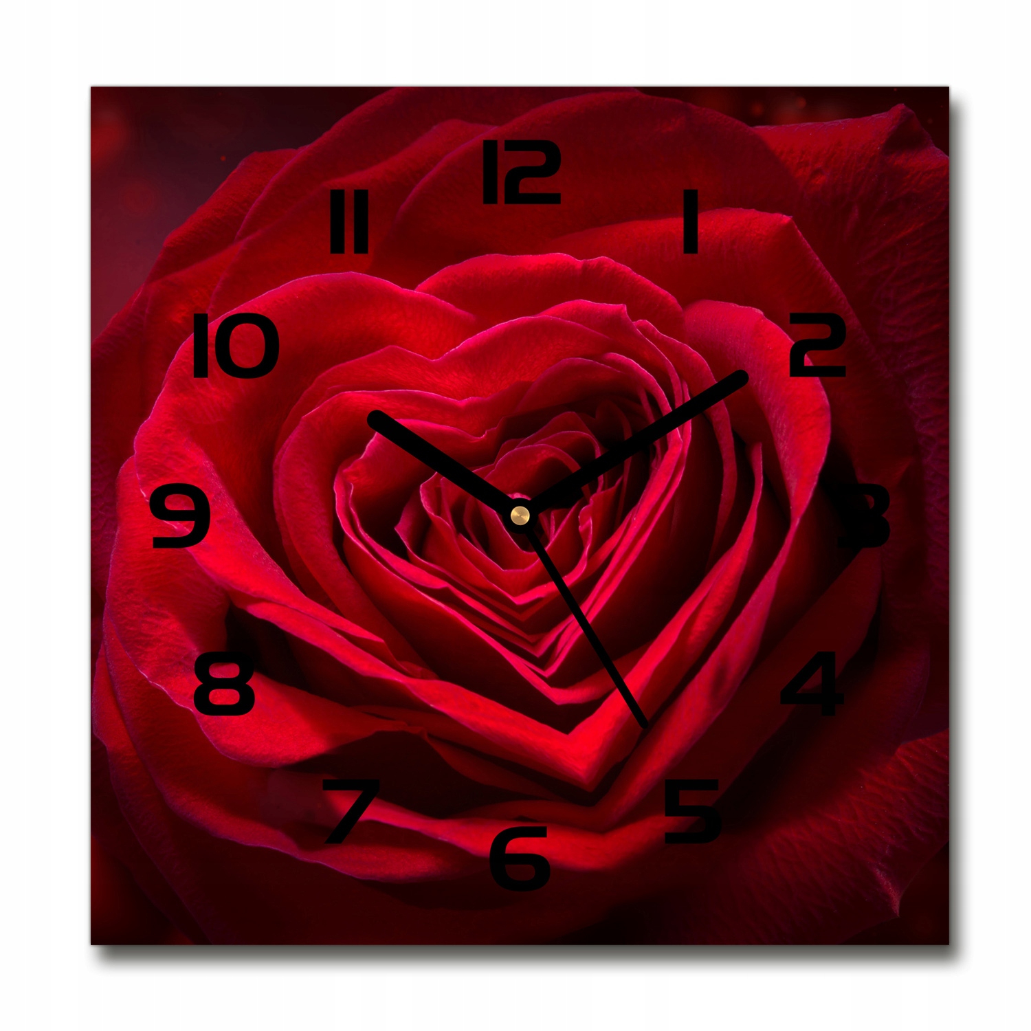 

Zegar szklany kwadratowy Czerwona róża serca 30x30