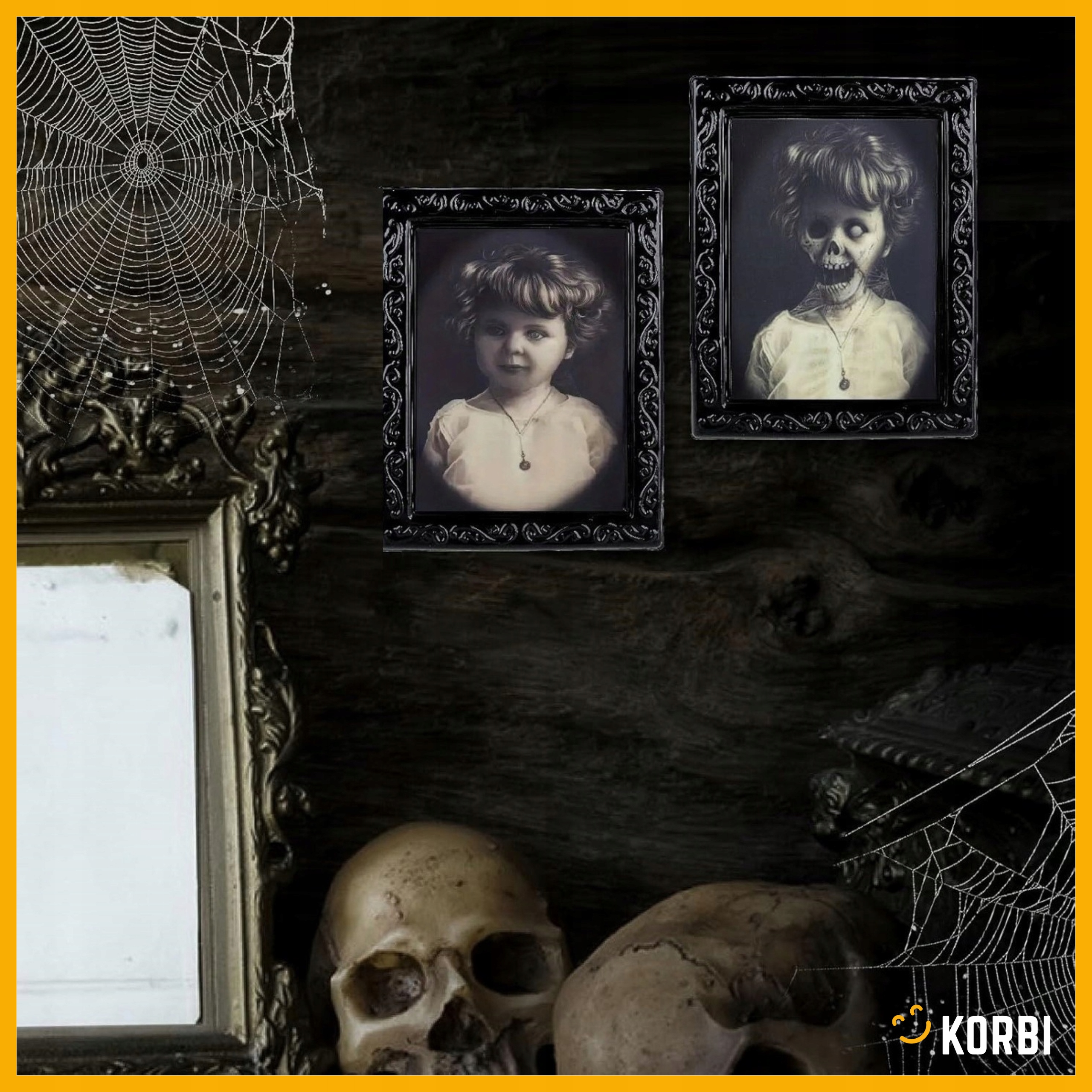 OBRAZ 3D UPIÓR ZMIENIAJĄCY TWARZ DZIECKA DZIEWCZYNKI HALLOWEEN HORROR Marka Korbi