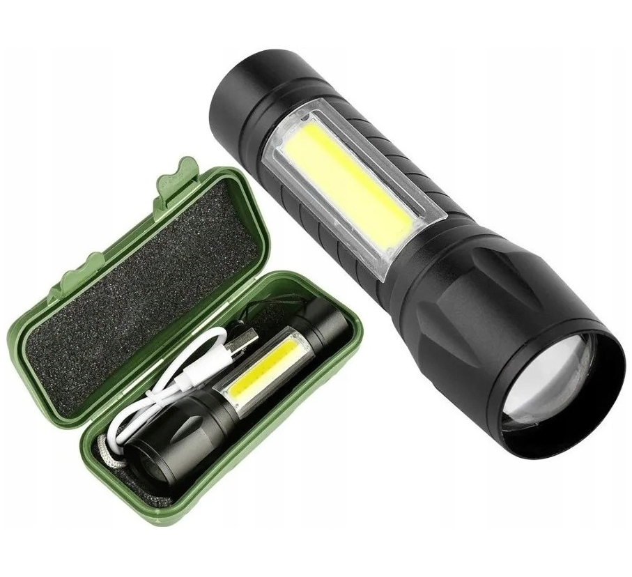 Mocna Mini Latarka Led Cob Zoom Jasna Na Usb