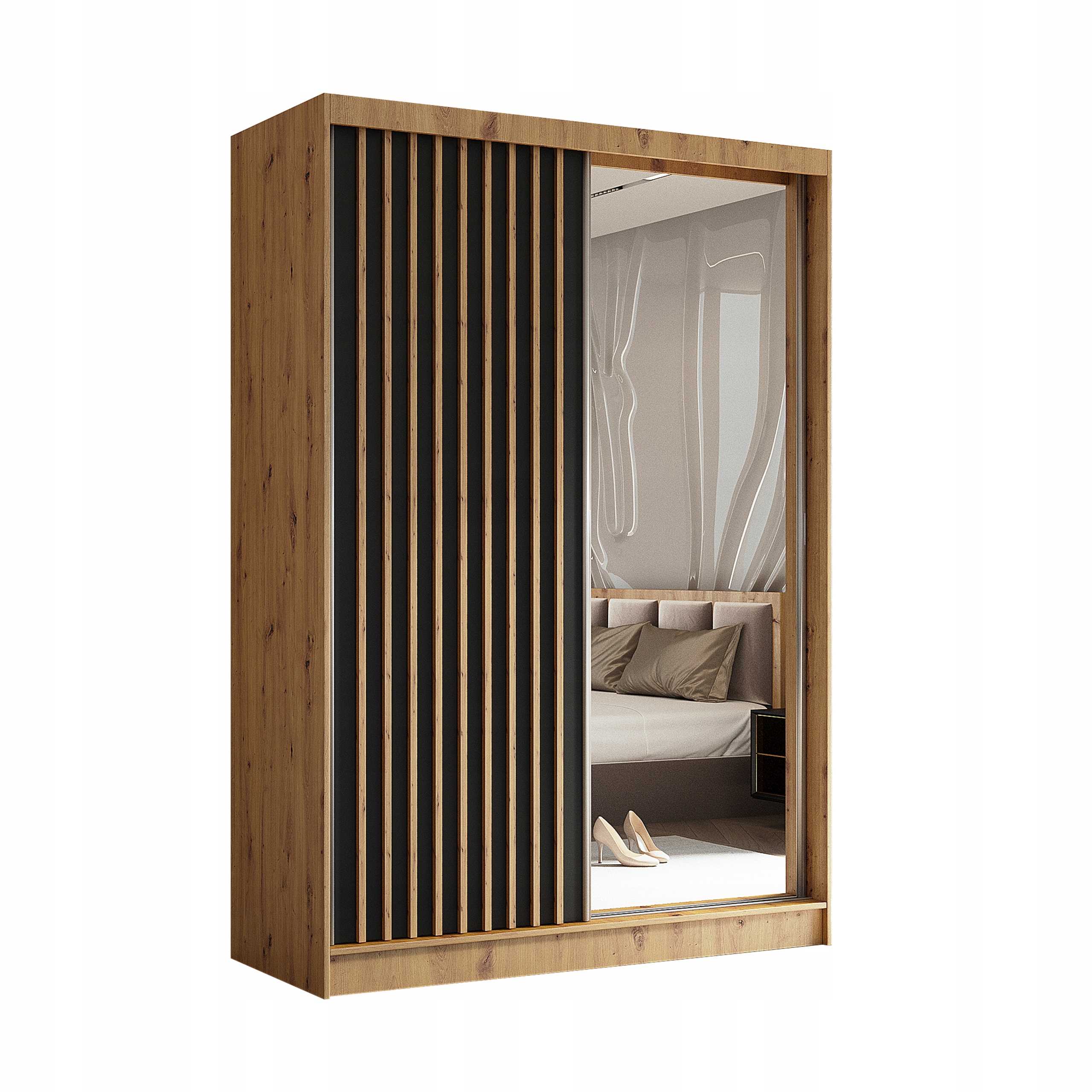 Skříň Lamello 150 cm Skříň se zrcadlem Posuvná dub artisan