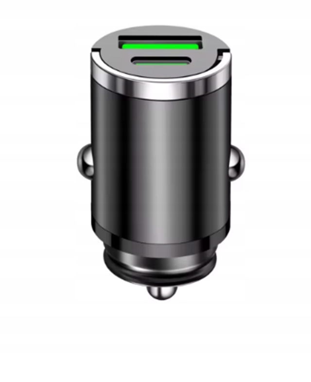 Mini ładowarka samochodowa z uchwytem USB 2,0 + USB C