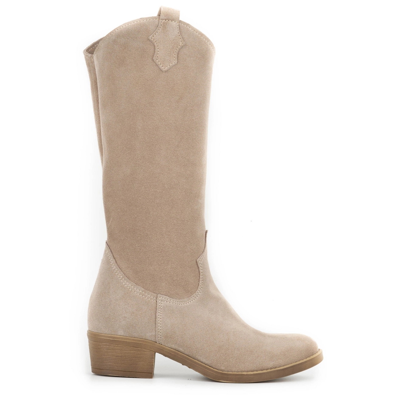 Dámské kožené kozačky Julia béžové s plochým podpatkem lehké 37