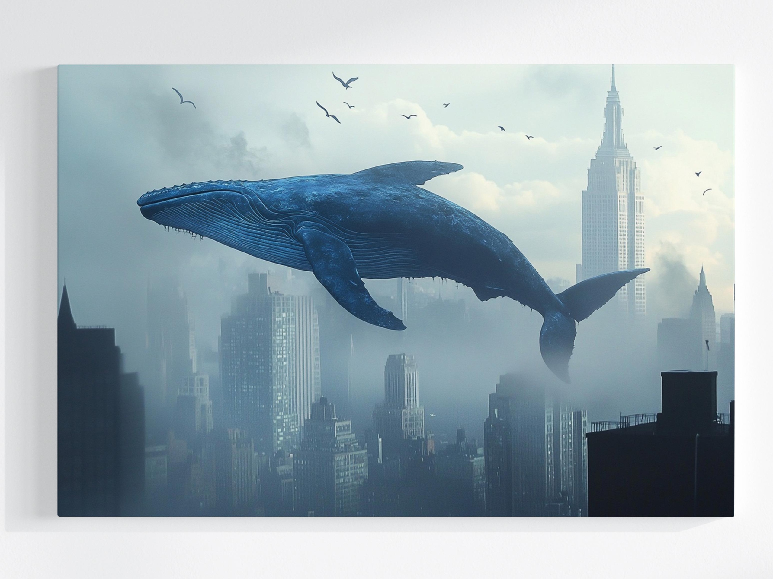 Obraz Na Plátně Canvas Surrealismus Město New York Velryba Sen 120x80