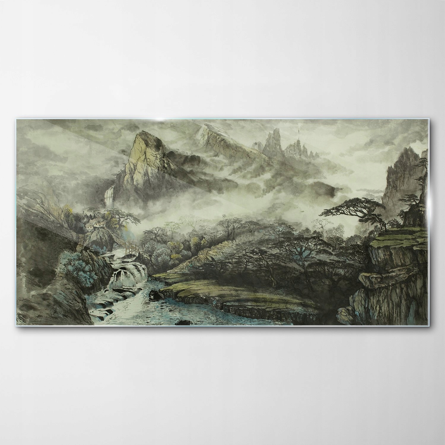 Tvrdený sklenený obraz Čína Hory Vodopád 120x60