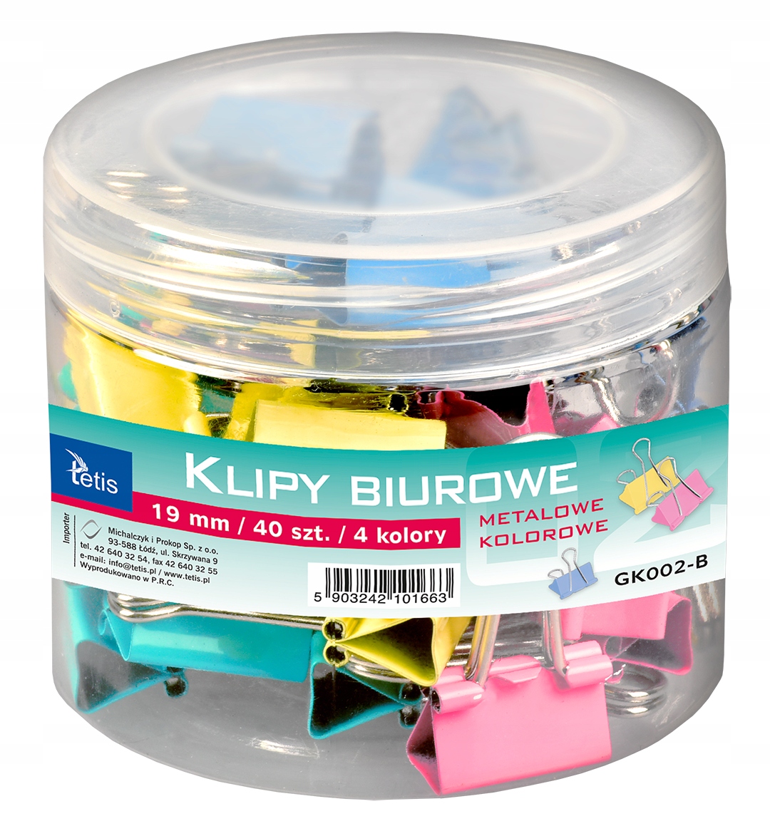 

Klipy Tetis 19mm kolorowe 40 sztuk