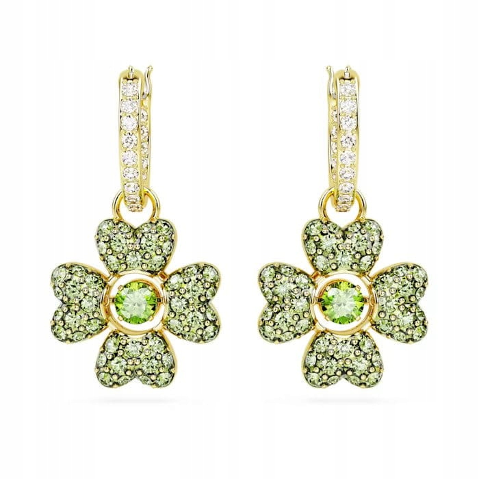 Náušnice Swarovski Idylka Závěsné Květiny Křišťál zelený Ocel pozlacená