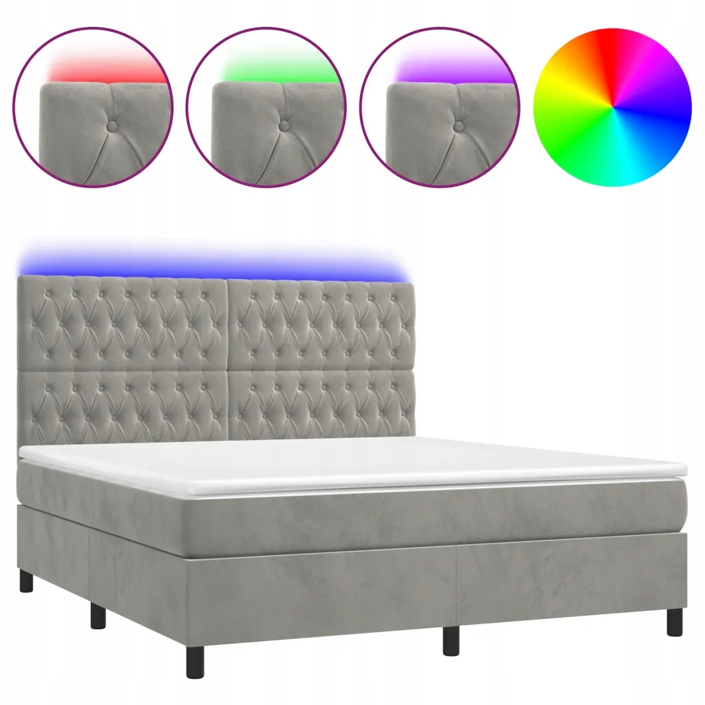 Kontinentální postel s matrací a Led, šedá 180x2