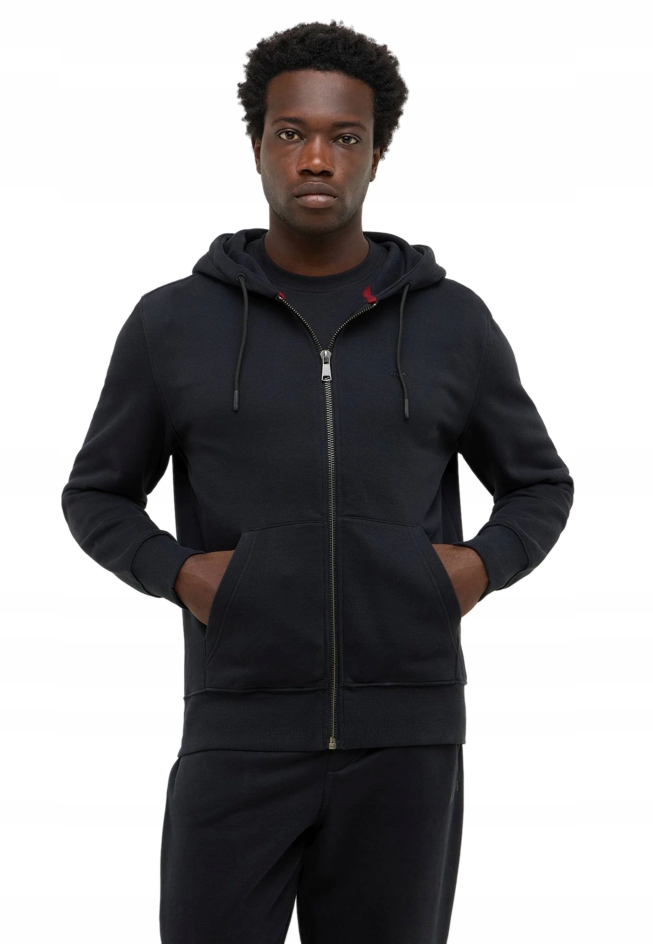 Dresová Pánská Mikina Černá Rozepínací S Kapucí S Kapucí Bavlněná Mustang S