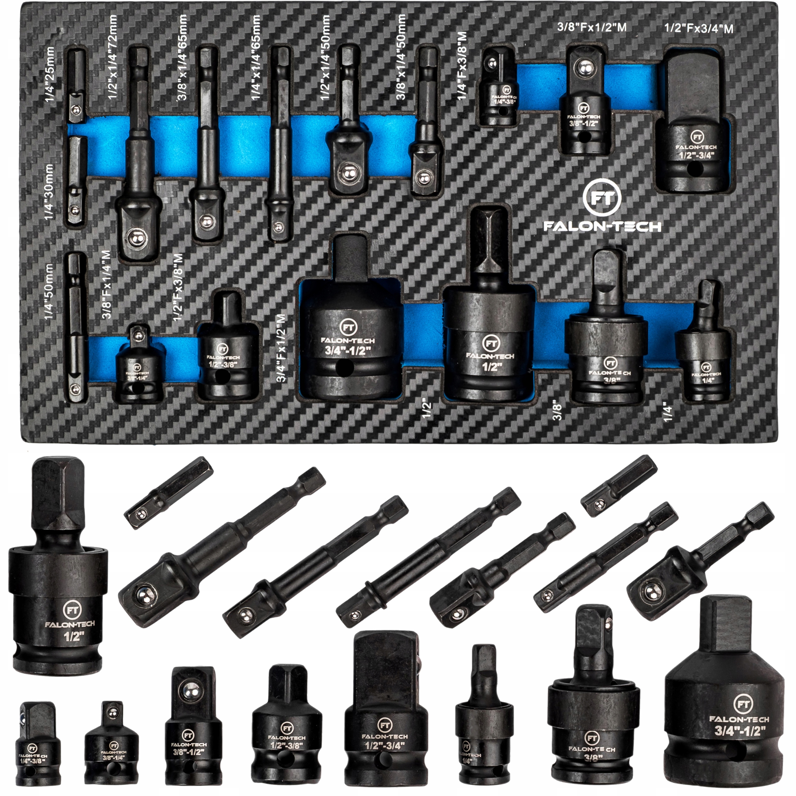 Redukcje Adaptery Redukcyjne Udarowe Nasadki Przedłużka 1/2 3/8 3/4 17 El