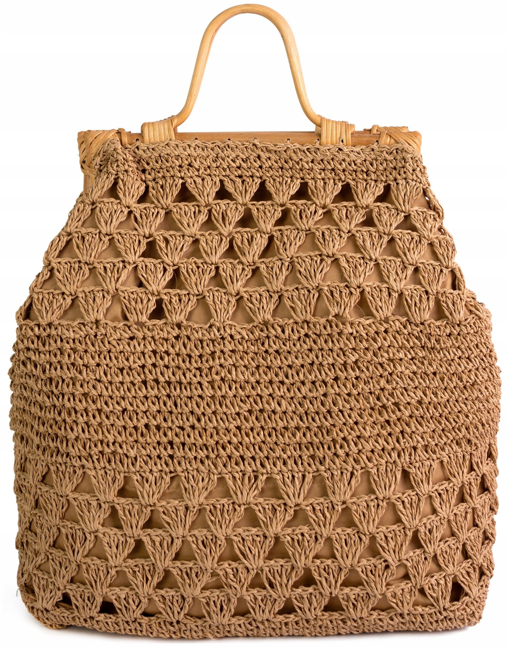 Košík na léto Ellis elegantní pletený do ruky, stylový, tmavě béžový