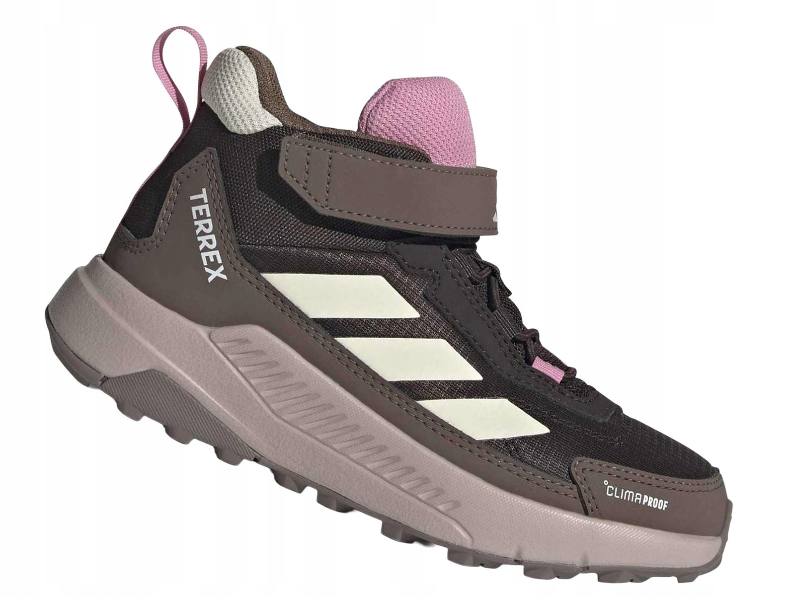 Adidas Terrex Anylander MID KJ2670 Buty Dziecięce Brązowe Rzep Trekkingowe