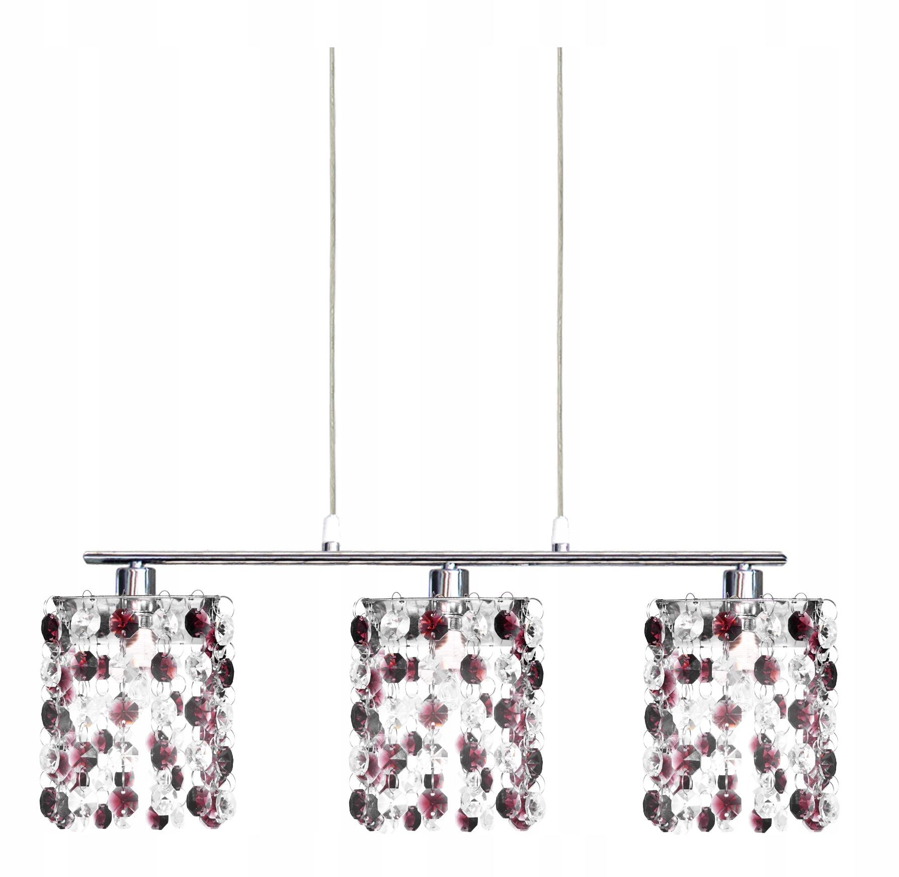 Závěsná lampa Classic Zwis na lankách 3X40W G9 Chrom Burgund Křišťály