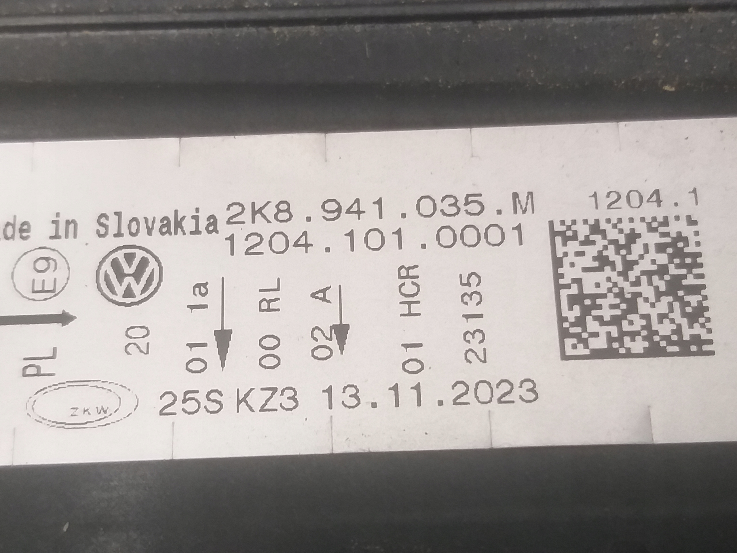 light front left VW CADDY FULL LED 2K8941035M