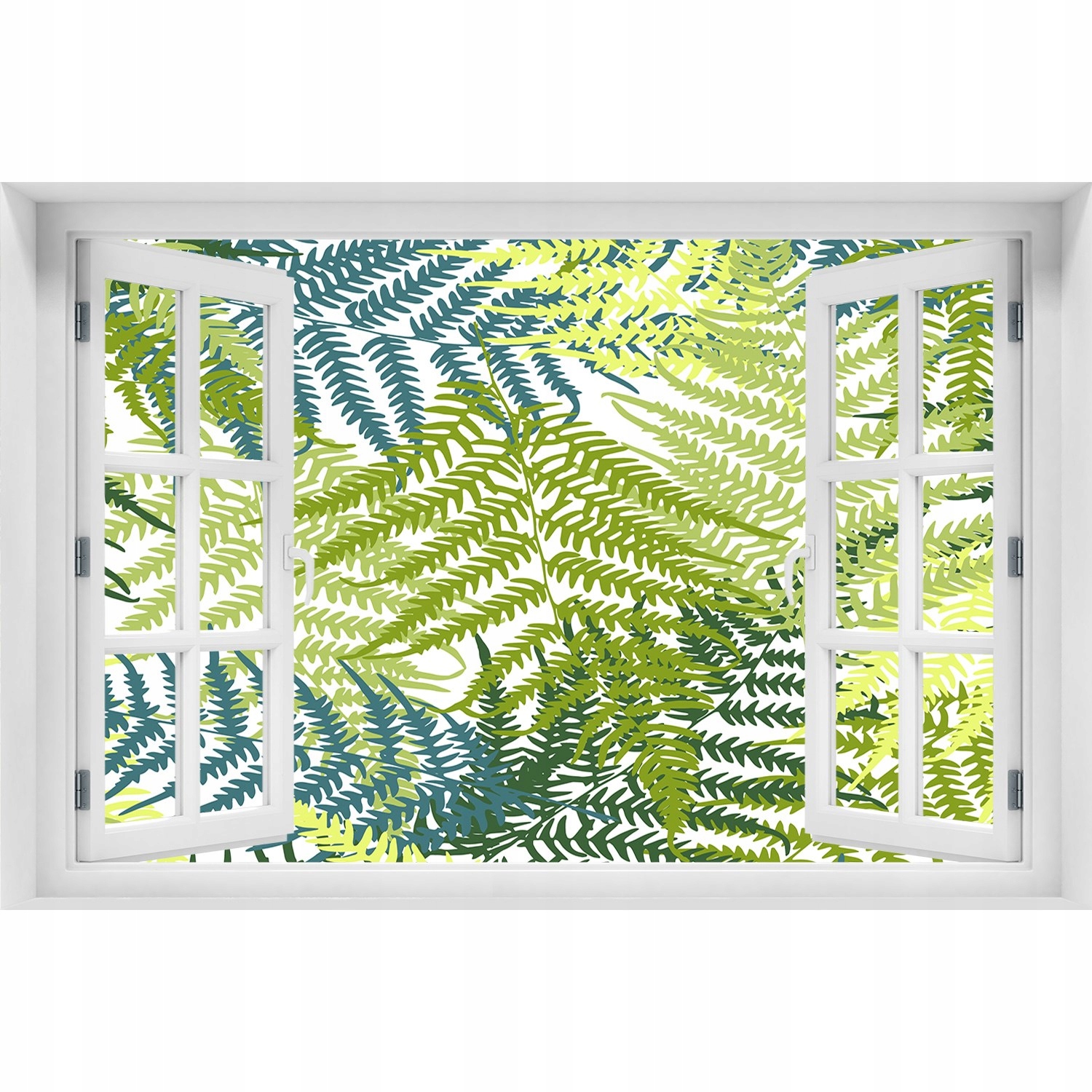 

3D Okno Naklejka na ścianę Paprocie wzór 90x60