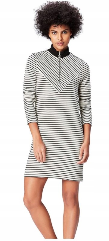 

Damska sukienka w paski z wysokim dekoltem, roz. S