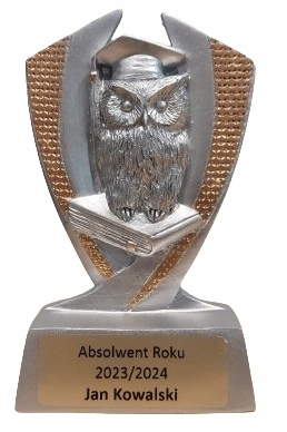 STATUETKA SOWA ABSOLWENT NAUKA SZKOŁA ZAKOŃCZENIE ROKU Z NADRUKIEM