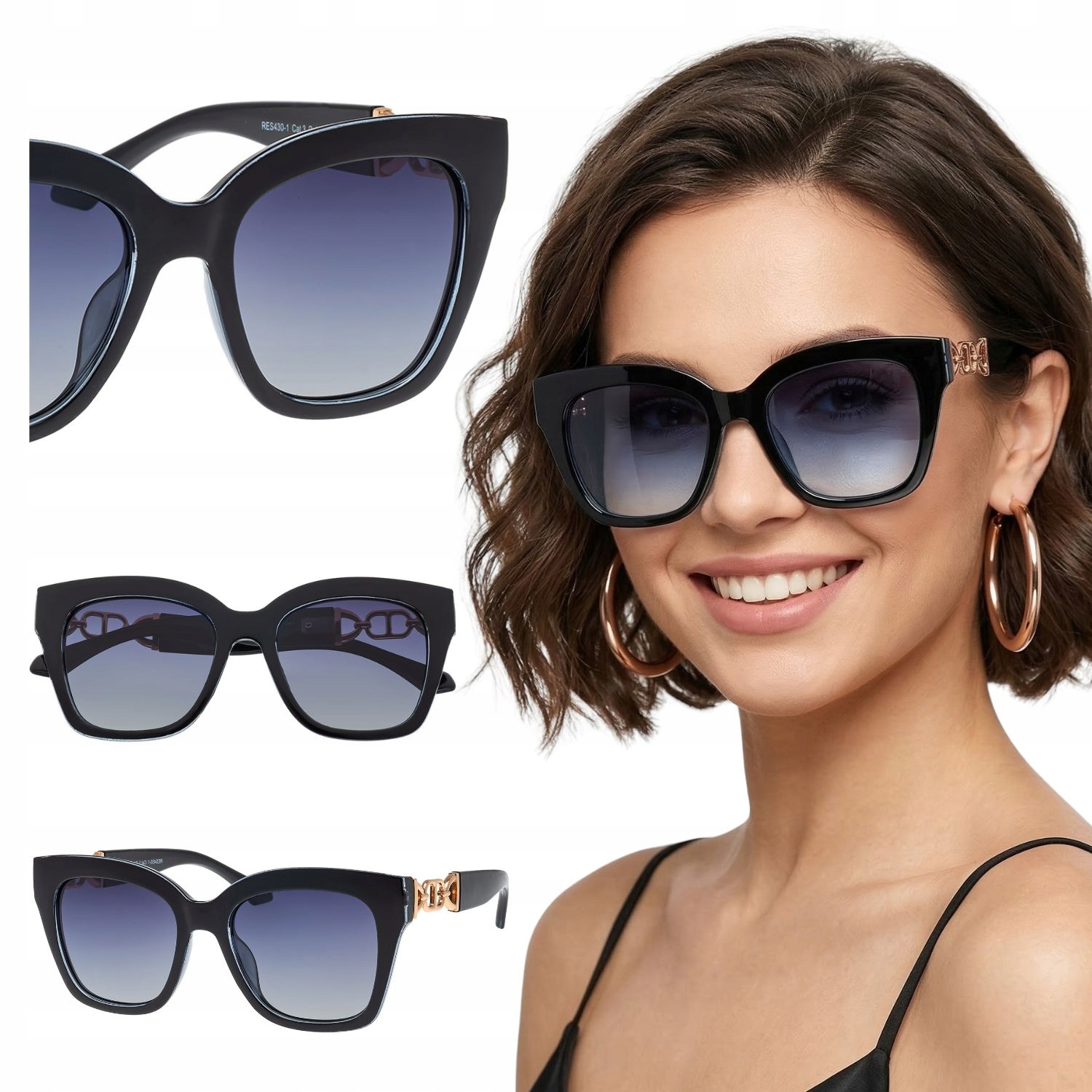 Okulary przeciwsłoneczne damskie z polaryzacją UV400 duże Brilo