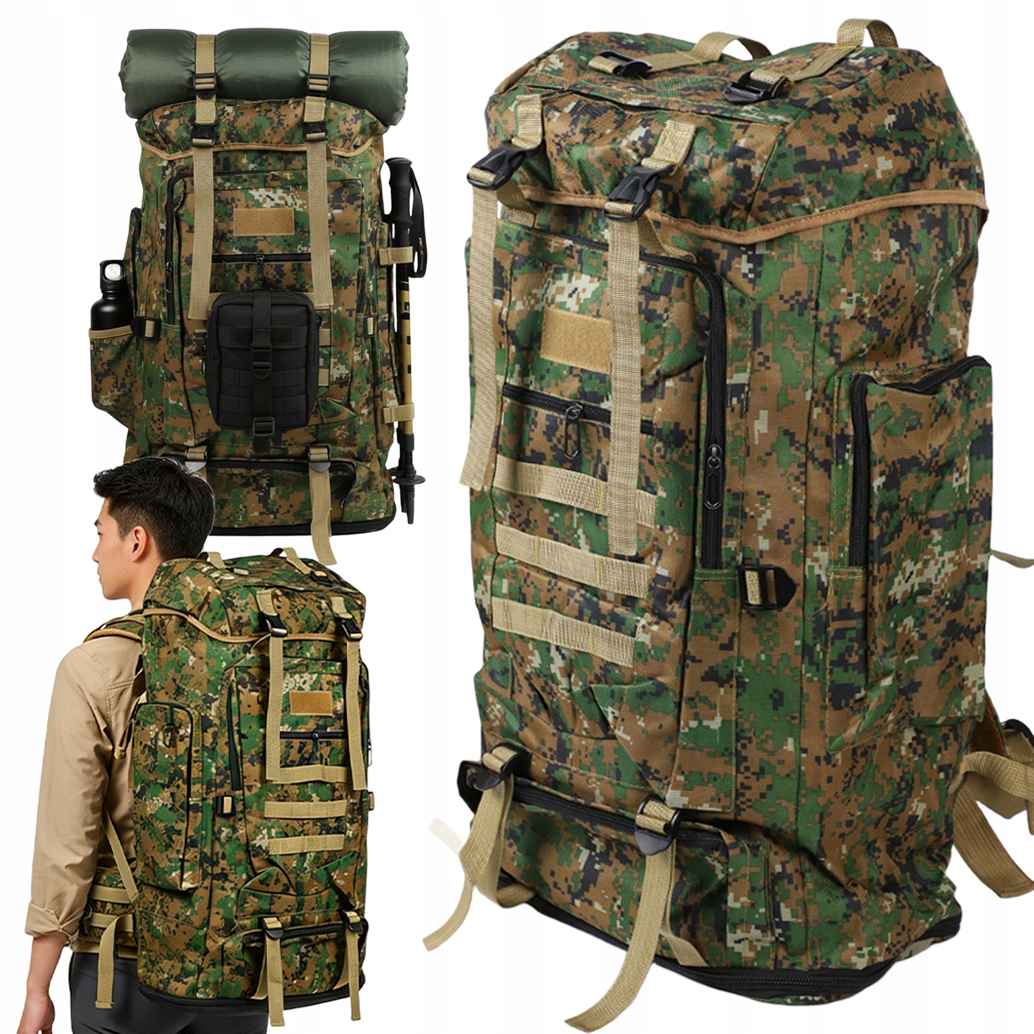 Plecak Turystyczny Trekkingowy Taktyczny Górski Mocny Wodoodporny 100L XXL