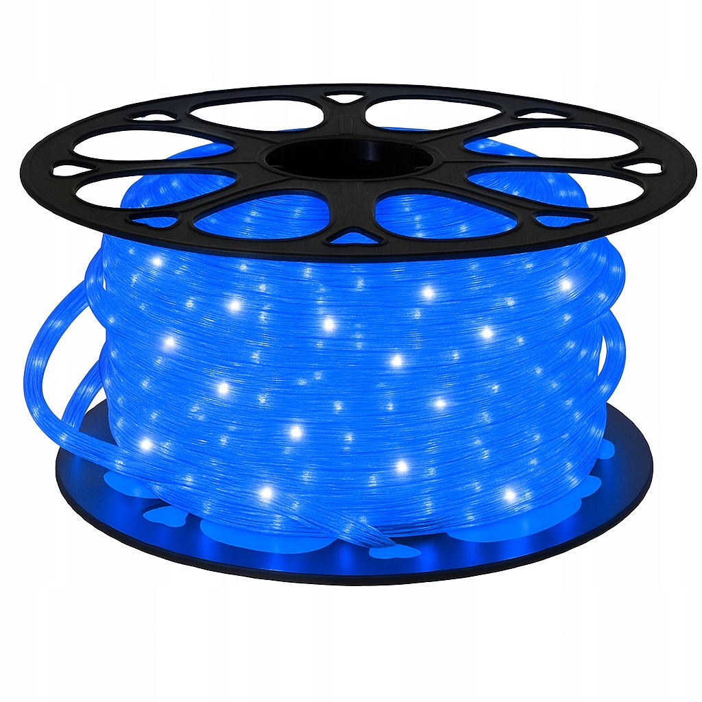 Led svetelná hadica Flash modrá studená biela 50 m IP44 okrúhla vonkajšia