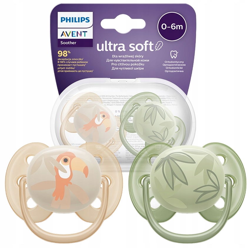 PHILIPS AVENT 2x SMOCZEK ULTRA SOFT ODDYCHAJĄCY ELASTYCZNY MIĘKKI ORTO 0-6M