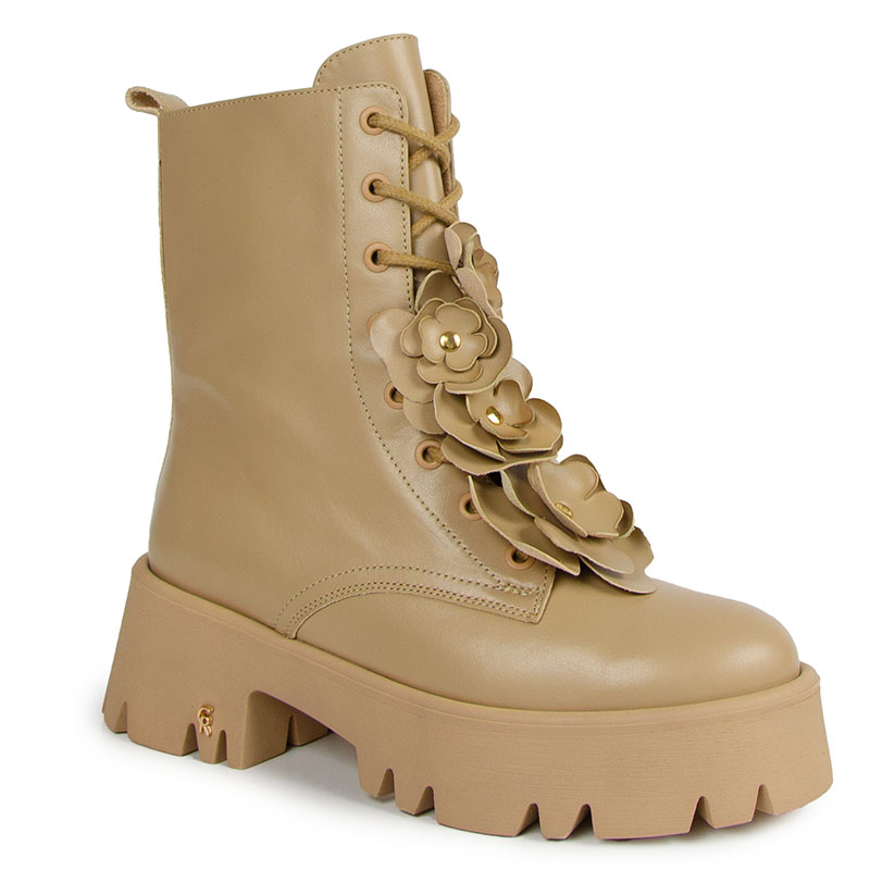 Carinii B10027 Béžové Kožené Kotníkové Boty S Ozdobou 39