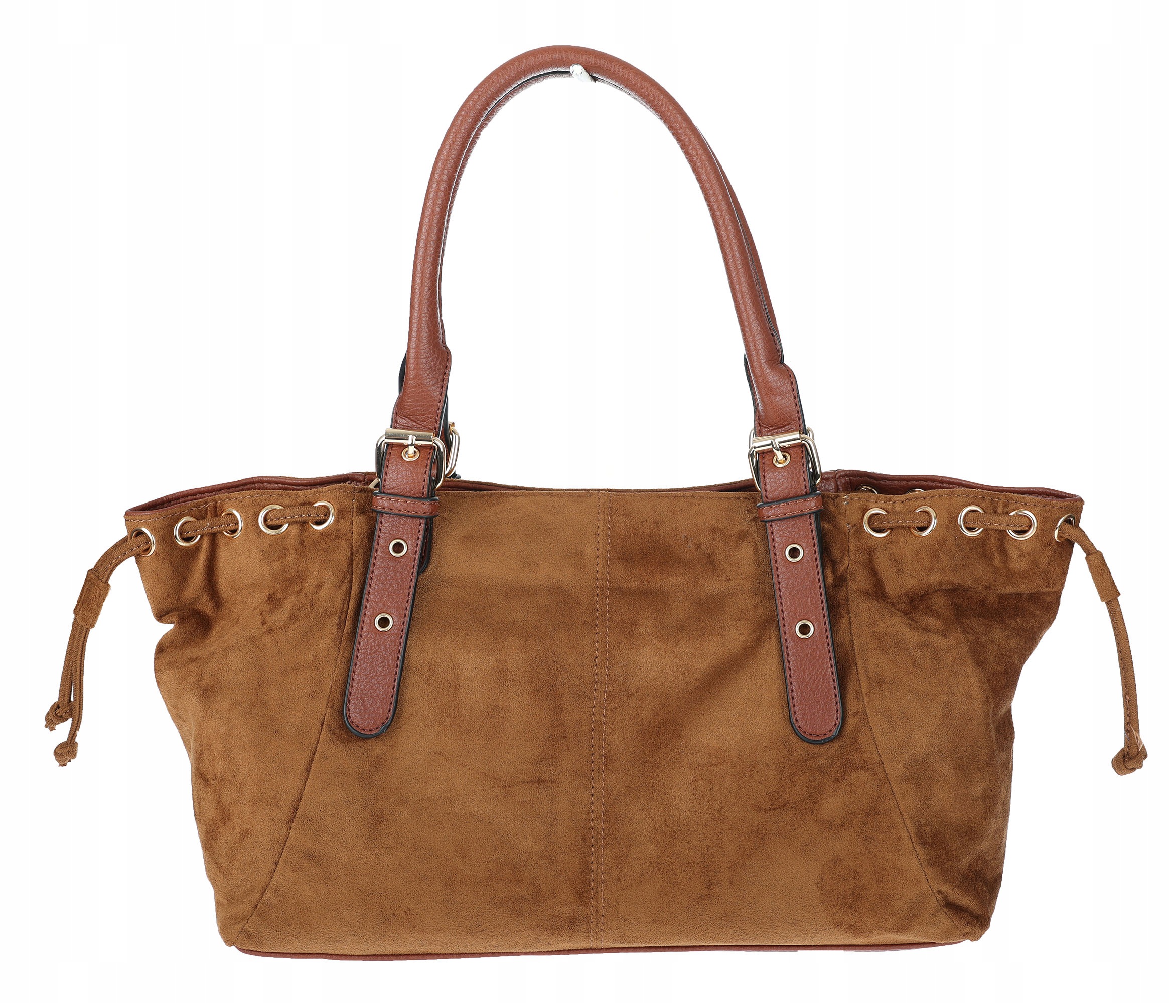 Dámská kabelka Semišová Shopper Kufřík Prostorná Elegantní AM47 Hnědá