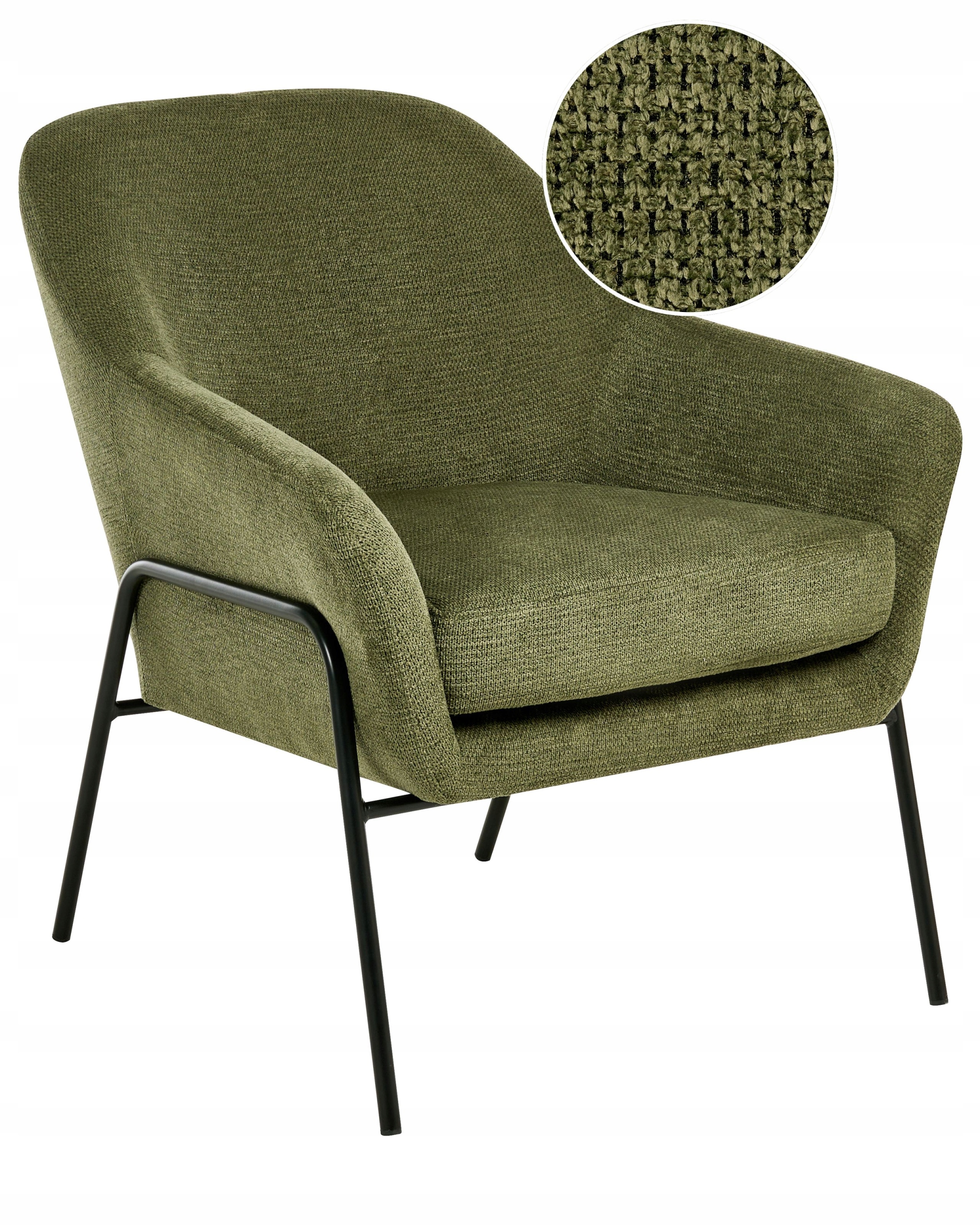 Fotel tapicerowany mid-century modern zielony