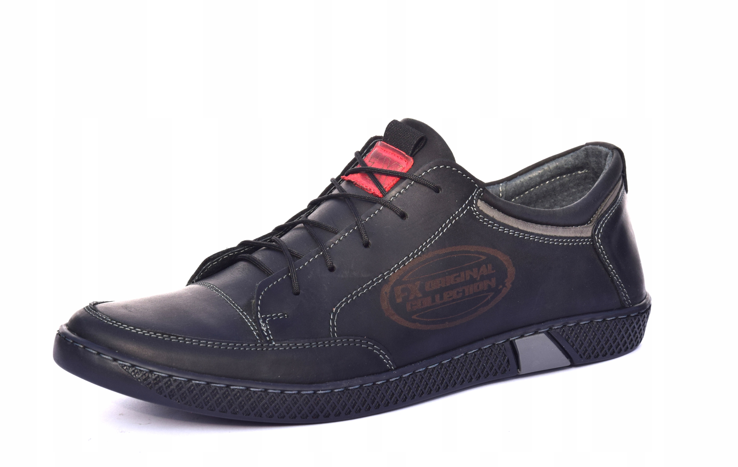 

Czarne buty sznurowane skórzane obuwie Pl 0447