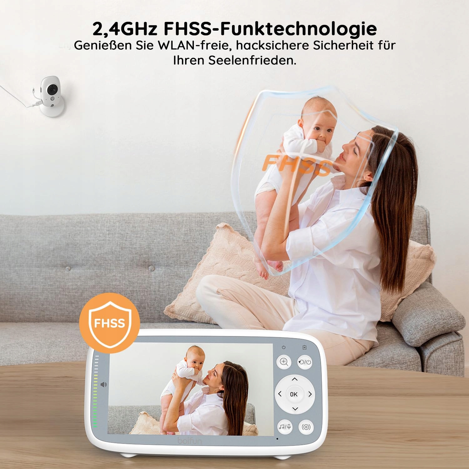 BOIFUN Babyfon Kamera VOX Nocna Wizja Monitor 4" IPS Audio 2024 — miniatura 6