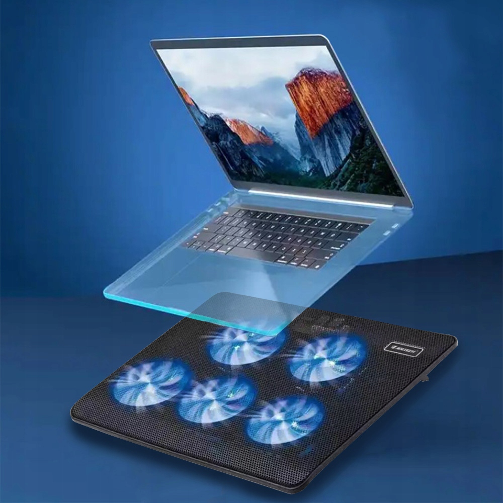 PODSTAWKA PODKŁADKA CHŁODZĄCA POD LAPTOPA 12-19'' COOLER 5 WENTYLATORÓW LED Stan opakowania oryginalne
