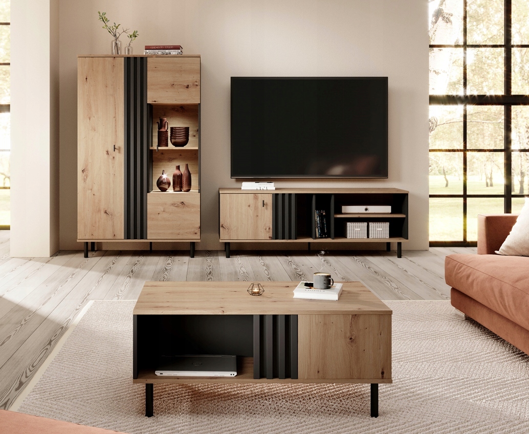 ŁAWA STOLIK LOFT 165 LAMELE MADIS ARTISAN ANTRACYT Głębokość mebla 60 cm